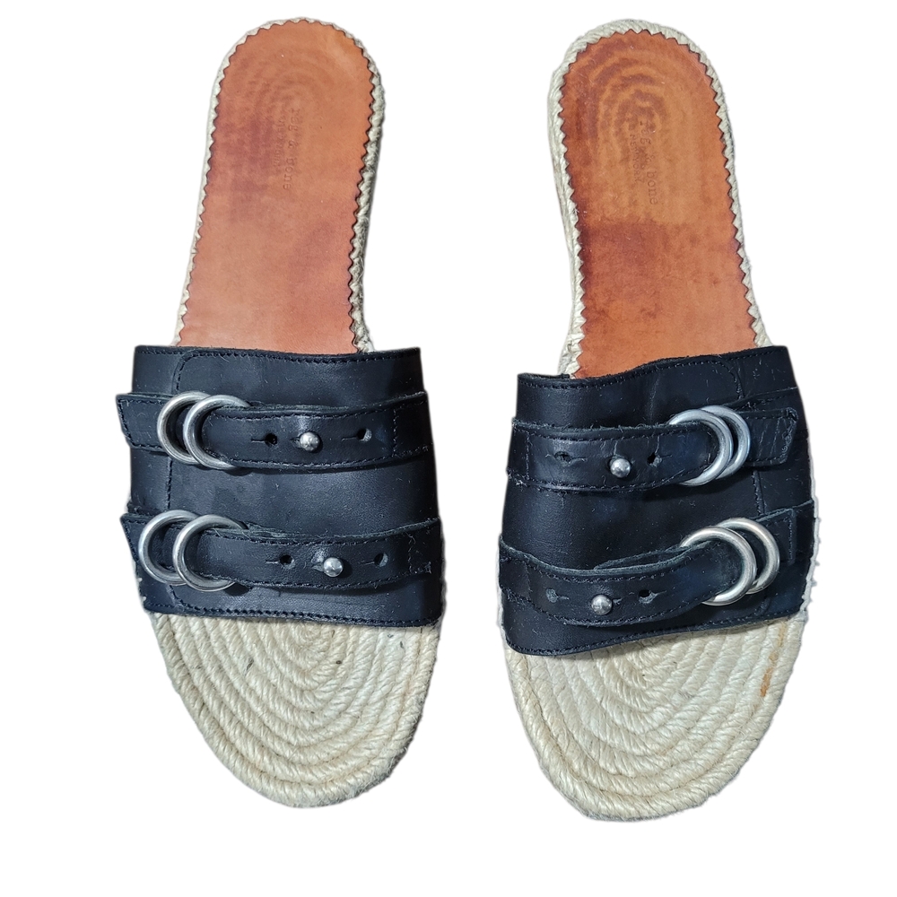 Rag & Bone Jules Espadrille Slide Leather Sandal, Black